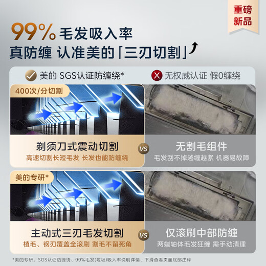 Midea Lingmo V15 Pro Water Tank Version Sweeping Robot Polar White Sweeping and Mopping Integrated Fully Automatic Cleaning, Drying, Water Washing and Mopping All-in-One Flagship Base Station Maintenance-Free