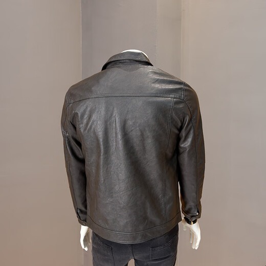 ANDSEEYOU Brand Men's Leather Jacket 2025 Spring and Autumn New Lapel Motorcycle Wear Trendy Slim Leather Jacket Men's Chinese Valentine's Day Black Velvet M