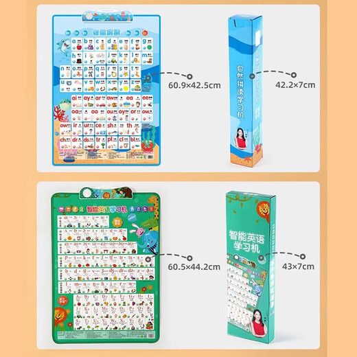 Children's English Enlightenment 48 Phonetic Symbols Pronunciation Audio Wall Chart English Alphabet Word Spelling J M English Learning Machine-Battery Gift Box Pack