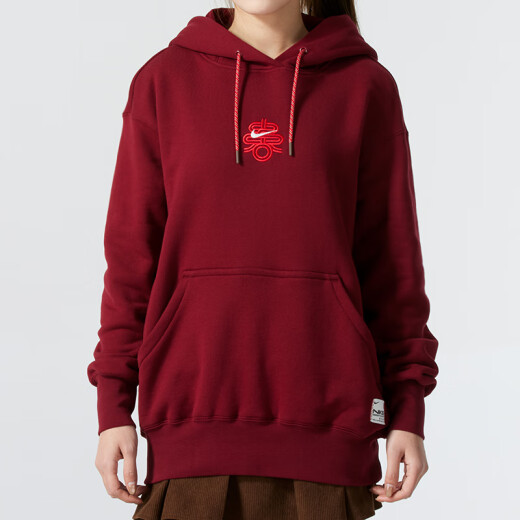 耐克（NIKE）女装上衣 2025春季新款运动服跑步休闲连帽针织衫宽松卫衣套头衫 HV8461-677/红色新年款 XL (170/92A)