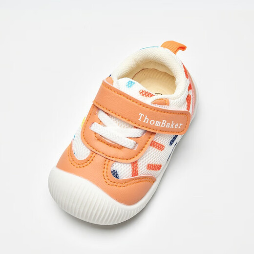Tombeck baby toddler shoes autumn baby non-slip breathable mesh toddler shoes boys and girls functional shoes off-white multicolored 18