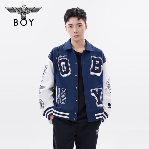 
BOY LONDON [Baseball Boy] Autumn Men and Women's Same Jacket Color Bundle Print Academy Style Fashion Baseball Uniform N12003 Navy Blue Regular L