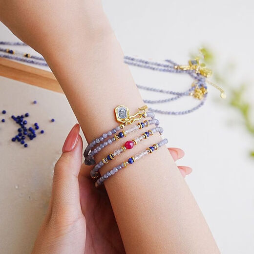 Fujiu Millet Bead Necklace Natural Tanzanite Millet Bead Necklace Women's Stacking Bracelet Temperament Versatile Niche Temperament Collarbone Wushuanghua Necklace