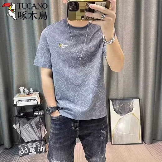 啄木鸟（TUCANO）麻料棉t恤男2025新款印花短袖体恤棉麻衣服男士高端麻布半袖上衣 829短.袖白色 2XL