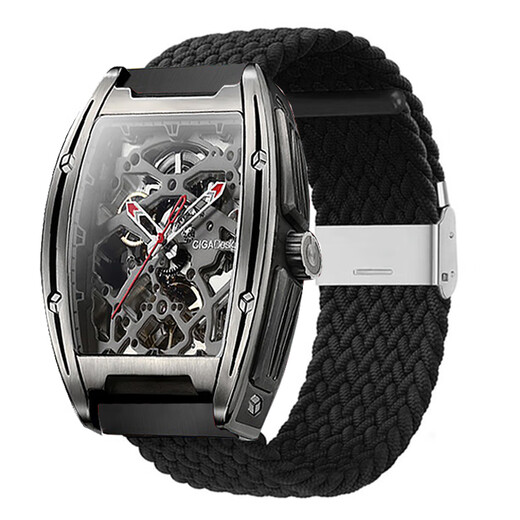 鲤焰适用马克华菲镂空机械手表带男士弹力尼龙编织女款表带男FW-6180 扣式尼龙【黑色】 自测量-22mm宽【配工具】