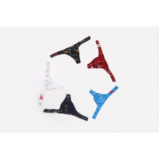 Oloey Sexy Men's Sous -wear imprimé de peinture de coton imprimé string respirant et dominant. Deep Prince Blue L Taille européenne