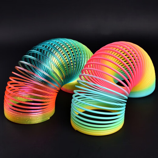 Manban Kinder magischer Regenbogenkreis Frühlingsspulen Zugkreis Spielzeug Große nostalgische farbenfrohe Zauberring Große leuchtende Farbe