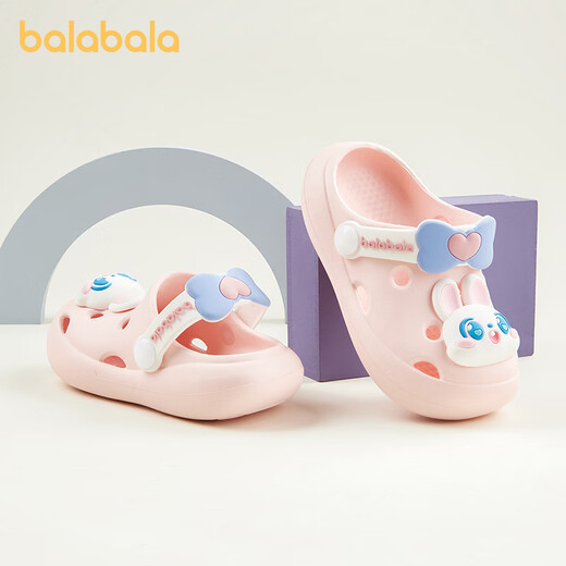 Balabala Girls' Croc Shoes Summer Rabbit Children's Sandals Wear-Resistant Princess Infant Home Shoes Boys' Outdoor Beach Shoes Pink 19 Inner Length 13cm (130) Suitable for Feet 13cm Long