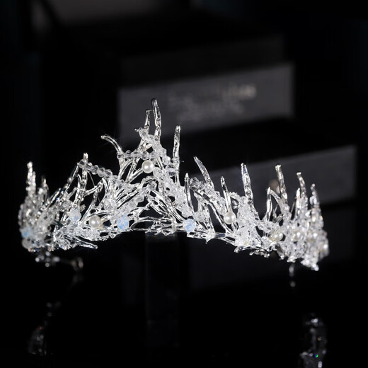 Fat Donglai's same style crown tiara for adult bride, main wedding dress, headband, tiara for goddess 18-year-old princess, performance hair, silver 6 TS-0017-E