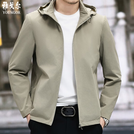 MAYOR雅戈尔夹克外套男2024春秋季商务休闲男士高端潮流轻薄连帽茄克衫 兰色  NLD-XY9731 L 175/50