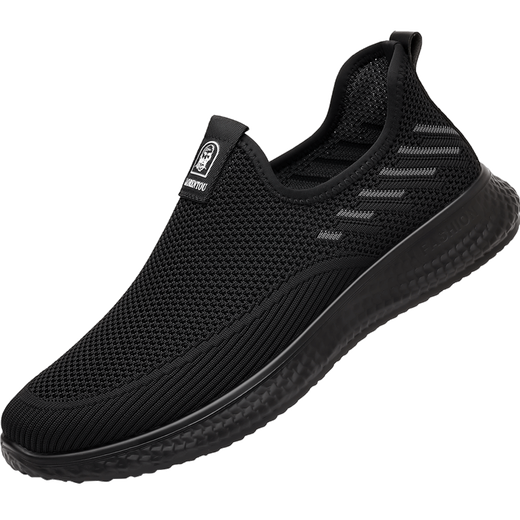 
Old man's head (LAORENTOU) mesh shoes men's new summer flying mesh shoes men's one-foot casual sneakers breathable running shoes men XYR15933 black 38