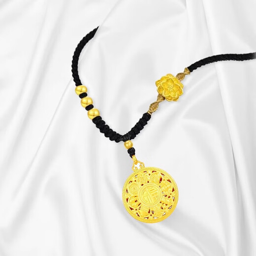 Yingtang Old Phoenix 999 gold gold-plated eight-treasure compass pendant female lotus transfer bead blessing and peace buckle braided necklace Phoenix gold store model