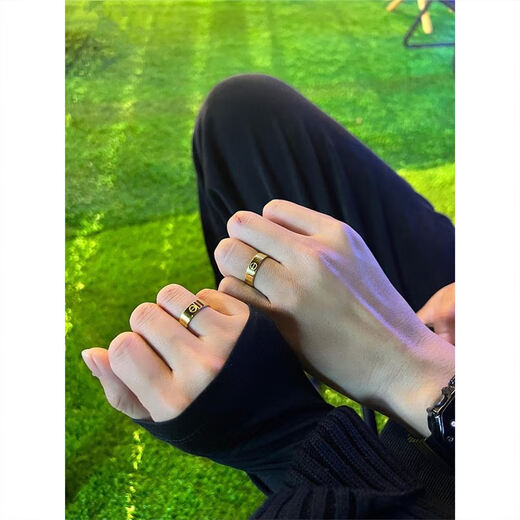 LPEZ pure gold 999 card ring ring car flower glossy gold ring male and female couple ring ring Valentine's Day gift pure gold ring 3.5cm No. 9 gold about 3.9-4.3