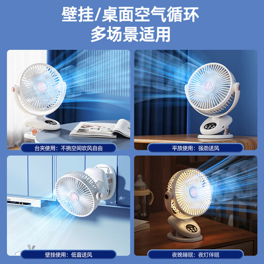 Sixiou Dormitory Fan Bed Light Suspension Small Fan Student Dormitory Night Light Desktop Fan USB Charging Fan Car Baby Stroller Available Clip Fan High Wind Power Long Life Ceiling Fan Glacier White Upgraded Remote Control Night Light Model Removable Net Cover + Aromatherapy Mosquito Repellent
