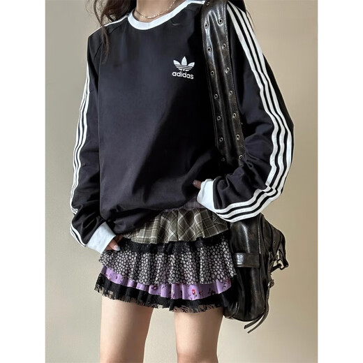 Adidas (adidas) Adidas Jennie same T-shirt top long sleeve black men and women base shirt classic retro IA4877 black ia4877 single size s