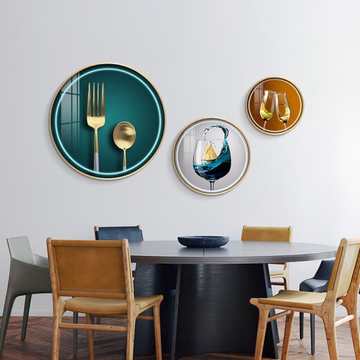Pintura de decoración de restaurante de estilo de lujo de Light Yidian Light Mesa de comedor de comedor de alta gama Sala de estar Mural Mural Hanging Painting New Style Restaurant Pintura de restaurante U (Tríptico) P1098 20*30 cm Configuración de mesa (patrón aleatorio)