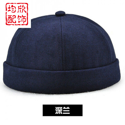 均欣 新品瓜皮帽瓜皮帽子地主帽男雅痞春秋夏季潮款中老年人复古水手帽无沿 西瓜帽 12788黑色 58CM标准码