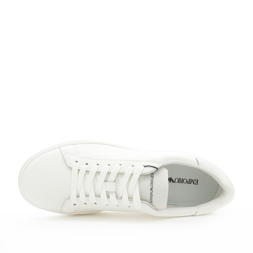 ARMANI/Armani EA Men's fashionable and versatile white shoes low top genuine leather casual shoes X4X690 XF846 Black 2 42.5