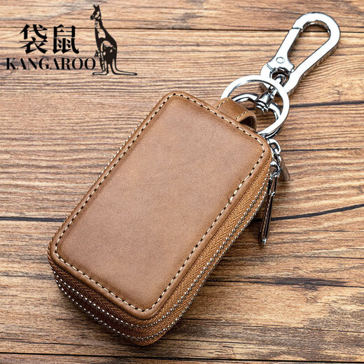 Bolsa de llave de cuero de canguro (canguro) para hombres y mujeres gran capacidad de gran capacidad general Bolsa de llave de automóvil de doble cintura de doble cintura de doble cintura negro