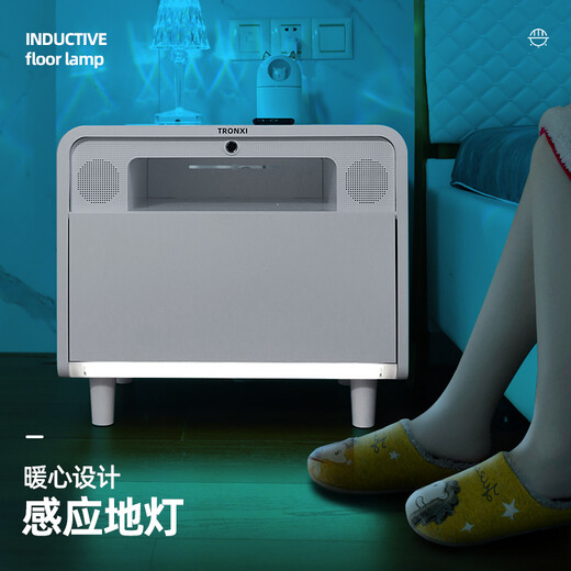 A pair of TRONXI smart bedside tables, small, multi-functional, modern and simple, with wireless charging, Bluetooth audio, fingerprint lock side cabinets