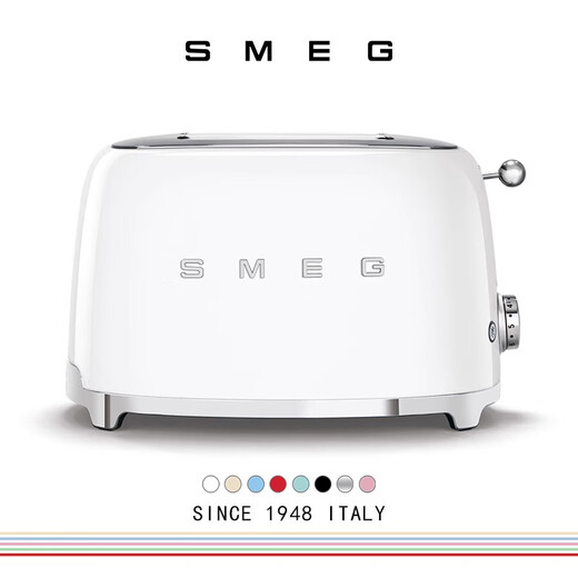 SMEG/Smeg retro toaster breakfast machine sandwich toast toaster multi-functional household small housewarming birthday gift official authentic 6-speed baking TSF01 pure white (two-piece)