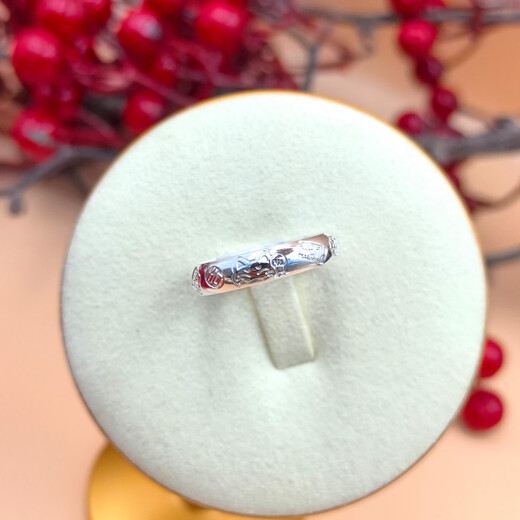 Qiuyu 9999 Pure Silver Lucky Cat Ring Women's Lucky Ring Transfer Index Finger National Trendy Birthday Chinese Valentine's Day Gift Lucky Cat Pure Silver Ring Exquisite Gift Box