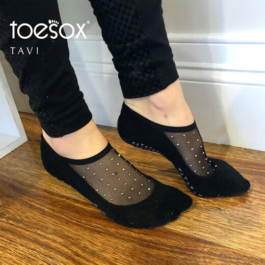 Toesox yoga socks non-slip breathable indoor Pilates socks women's Tavi joint model Maddie black S (size 34~38)
