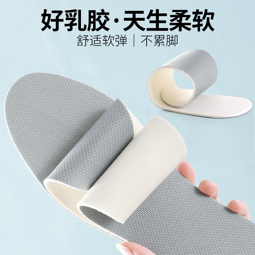 JVBV ultra-thin sports insoles for men, soft and elastic, so you can stand for a long time without getting tired of your bare feet in summer. It absorbs sweat, deodorizes, is comfortable, breathable and does not stuffy your feet. 1 pair - white gray, thin latex, size 4142