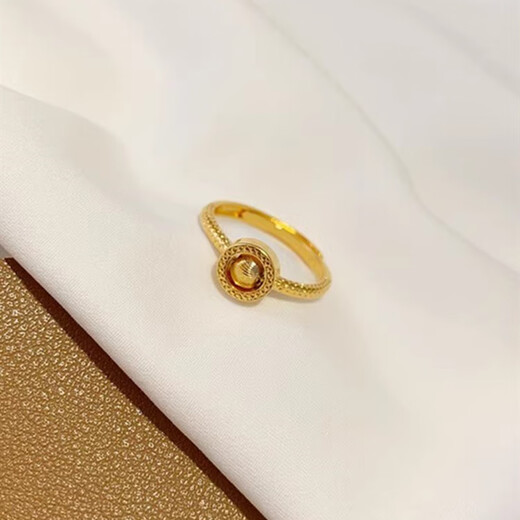 Hengli Jiashi Lairun Full Gold Plated Cat's Eye Ring Fashionable Temperament 24K Pure Gold Ring Gold Live Mouth Tail Ring Women's New Cat's Eye Ring