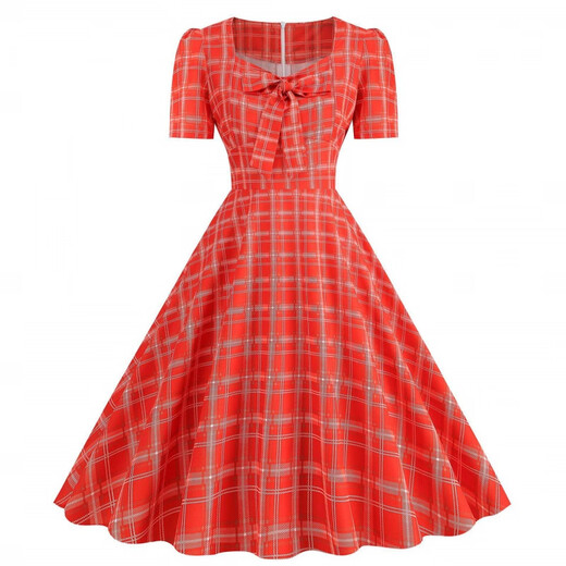 Han Feinus 80er Jahre Hepburn-Stil Retro Polka Dot Rock Bar Tanz Performance Hochzeit Morgen Robe Hong Kong Style Goddess-Sensual-Kleid JY15763 S