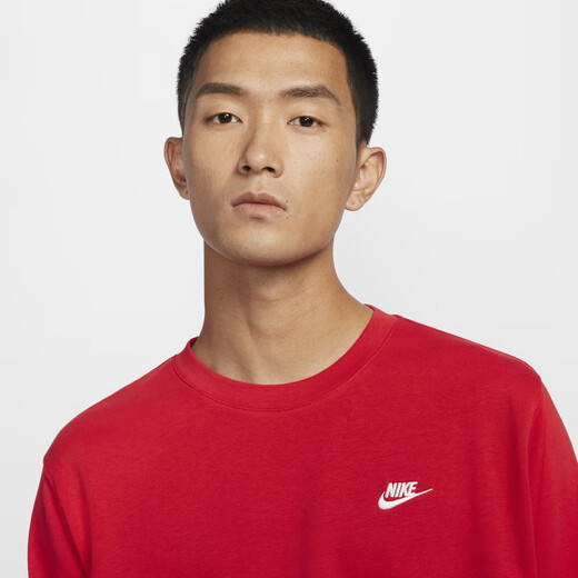 耐克（NIKE）官方男子法式毛圈上衣秋季圆领卫衣刺绣柔软舒适FN3889 657大学红/白 XL