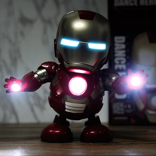 The best electric singing and dancing Iron Man robot toys for children, boys, babies, babies, 0-1 years old, girls, babies, 3 boys, dance Iron Man robots, gift box set, 4 songs, upgraded charging version + 3 rechargeable batteries + screwdriver