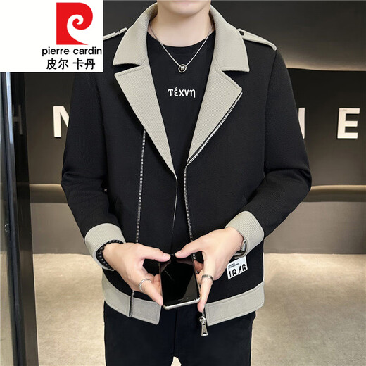 Pierre Cardin British yuppie men's suit jacket short windbreaker design sense casual suit spring and autumn men's jacket beige M