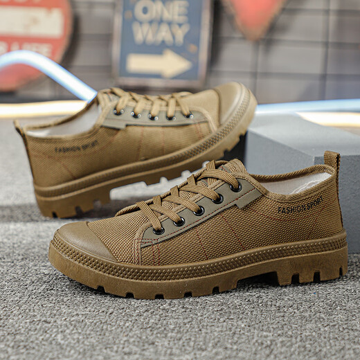 
Tushilong 3522 genuine Martin shoes men's non-slip wear-resistant work shoes low top hiking shoes fashionable Liberation shoes casual construction site shoes khaki 40