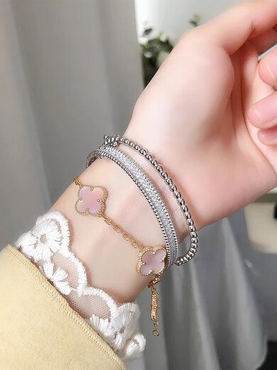 Pop v gold plated 18k gold round bead edge full diamond bracelet European and American ins niche design light luxury bead bracelet simple black nail bracelet size 16