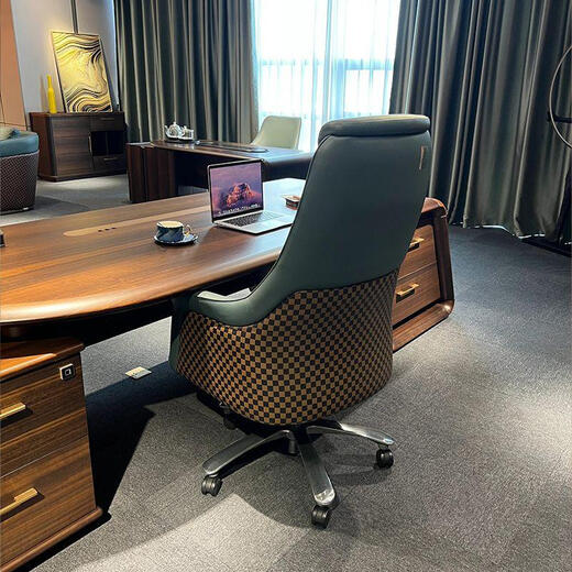 New Chinese style solid wood boss desk chairman desk high-end bullet president desk simple modern executive desk 2.2 meters desk (ash wood)