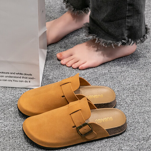 她享包头勃肯鞋女仿真皮外穿百搭女半拖一脚蹬 TQ671 卡其 38/39