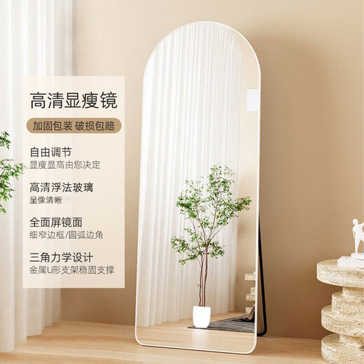 Weijia Rahmenindustrie Wikea Mirror Ganzkörper-Kleidungsstück Spiegel bodensteht Mirror Damen-Bekleidungsgeschäft Speziales schlampigem explosionsfestem großer Sichtspiegel [Schlanker Stil] Silber-White 80*180 Model