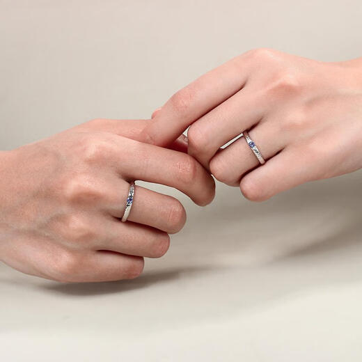 Micro-pattern ring sterling silver Tanzanite couple ring closed crystal niche original design No. 10