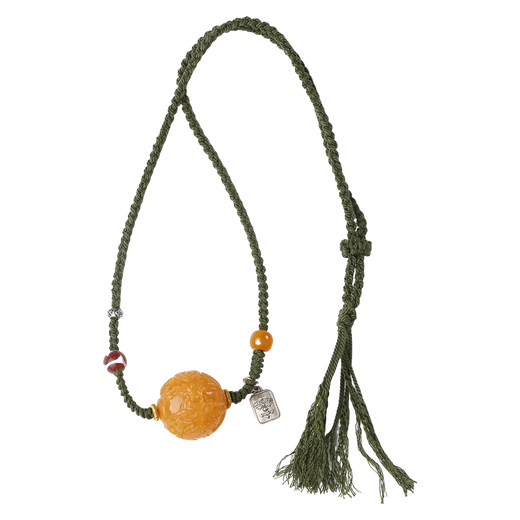 Potala Palace's original beeswax dragon ball pendant, about 12g, men's and women's amber hand-woven rope necklace as a birthday gift for husband