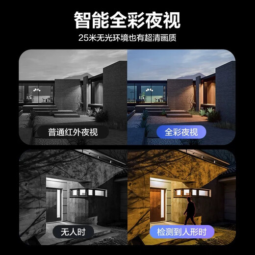 海康威视旗下萤石摄像头家用室外防水无线wifi双摄3K双目AI手机远程监控器 睛小豆【500万+500万】人车检测 摄像机+128G【推荐】