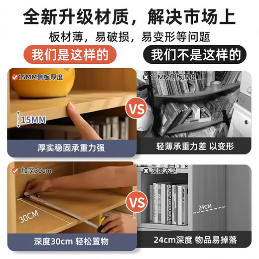LEADTEK bookcase floor-standing wall bookshelf storage rack student home multi-layer living room cabinet storage cabinet with door Thanksgiving feedback thickened 15mm 80*30*180