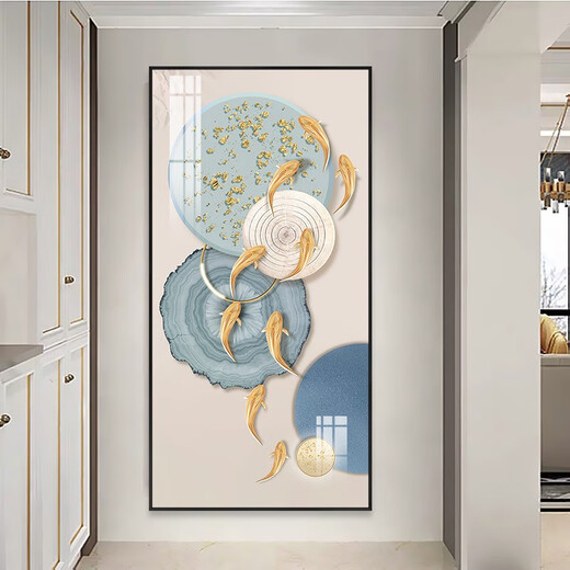 Nuevo estilo Resumen Decoración Pintura de jiuyu Imagen moderna de estilo minimalista Corredor Aisle Fondo de pared Pintura colgante de cristal Mural TXMG11143 60*120 Ancho de pared 80-90cm Aleación de aluminio negro elegante