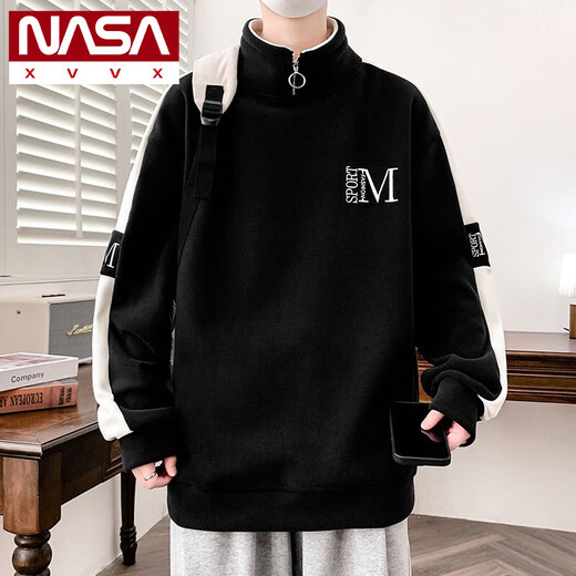 NASA XVVX Semi-Zipper Sweater para hombres en otoño e invierno más camisa de base de terciopelo engrosada camisa de vellón de buey para hombres en otoño top 9793 verde más terciopelo l Aproximadamente 110 ~ 130Jin [Jin iguala 0.5 kg] se puede usar