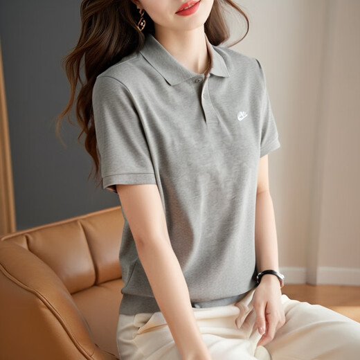 Nike (Nike) T-Shirt Damen 2025 Sommer Neues Sportbekleid-Ehepaar lässig Kleidung Revers voll aus Baumwoll atmungsaktives Polo-Hemd Männer Kurzarm Fn3895-063/Large/zeigt Bilder, um 5 [Yuan] S (165/84a) zurückzukehren.