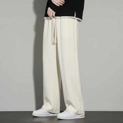 FANTA Chinese cotton heavy hemming style spring and autumn men's straight casual sports trousers Hong Kong style loose ANTA 660 apricot Hailanzhi 4XL