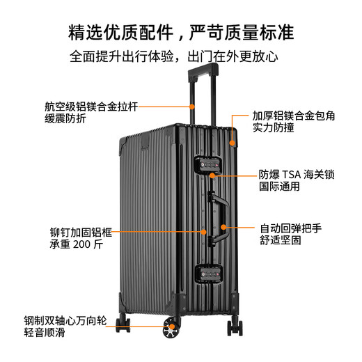 乌尼莫克（Uniamog）德国品牌全铝镁合金登机箱行李箱铝框拉杆箱金属旅行箱密码皮箱子 鹦鹉绿-珍藏款 拉杆加粗轮子加固 20英寸 /可登机-升级加厚强抗压