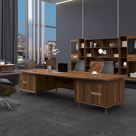 Ningqiu Luoge (NICHLORT) new Chinese style high-end boss desk office desk light luxury high-end solid wood simple modern office executive desk guest chair ebony wood
