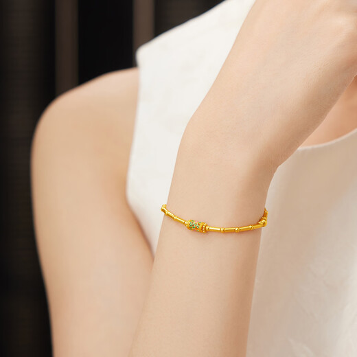 Liufu Jewelry Fuman Heirloom Foot Gold Ruixiang Pattern Tube Bead Colored Craft Gold Bead Gold Bracelet Priced F48G0033DS 6.27 grams (including labor cost 897 yuan)