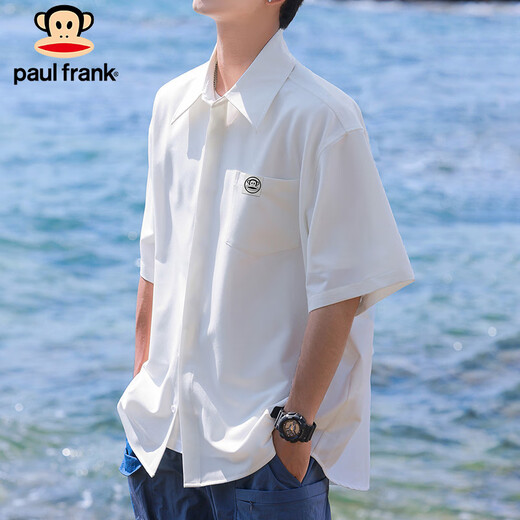 Big Mund Monkey (Paul Frank) kurzärärmiges Hemd Herren Sommermodemarke Loose Shirt Herrenmantel hübsches Top-Männerkleidung weiß XL